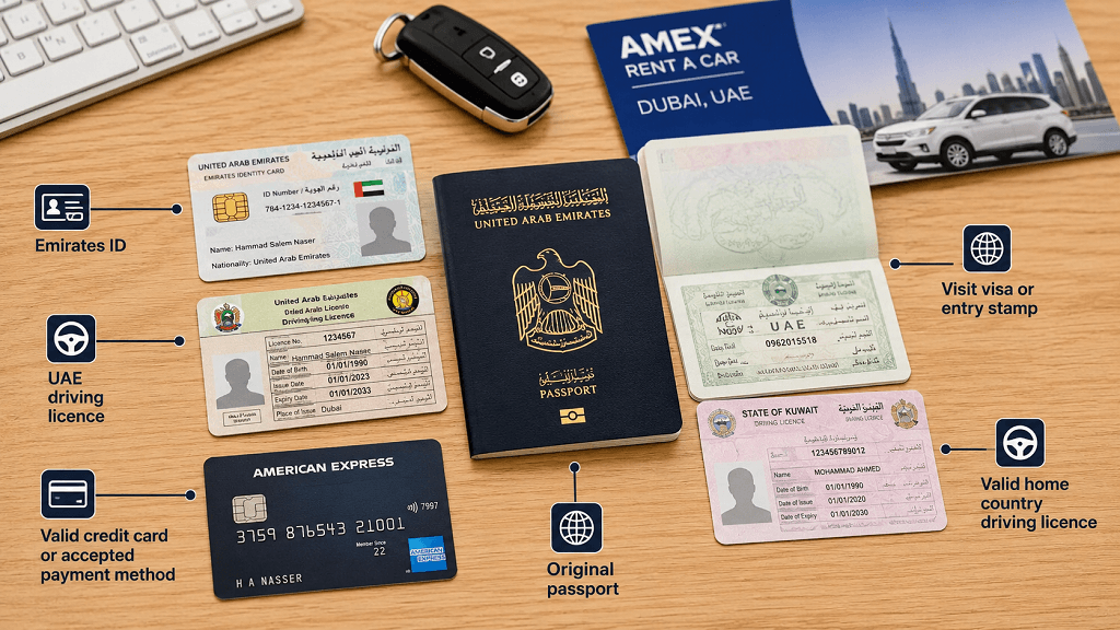 Amex Rent a Car Documents Dubai UAE